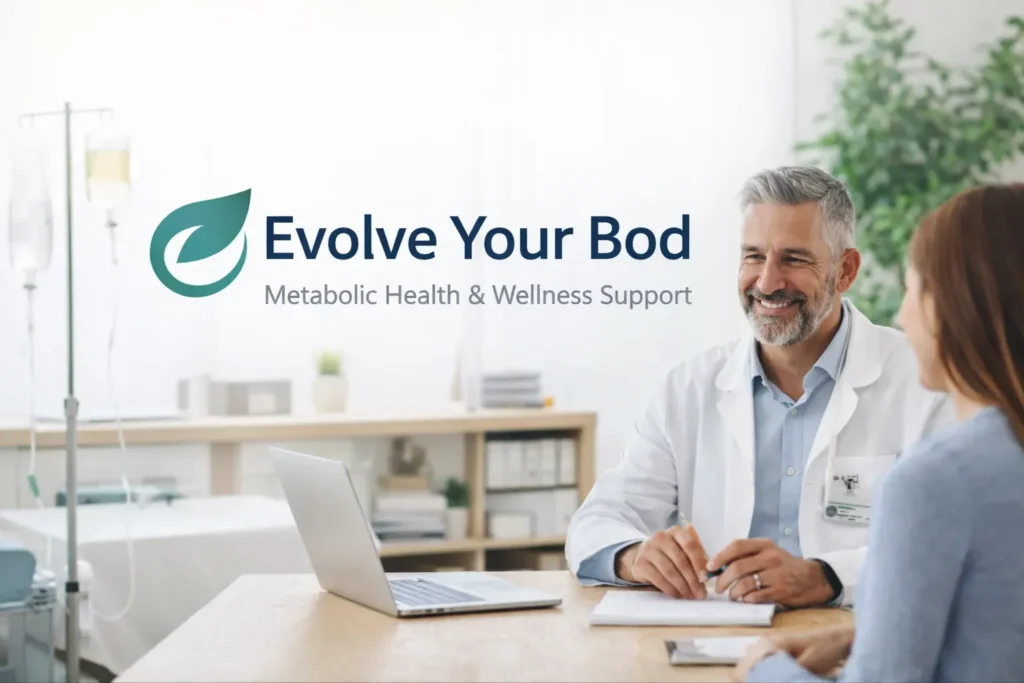 Healthcare provider discussing personalized weight loss plan with a client in a modern clinic